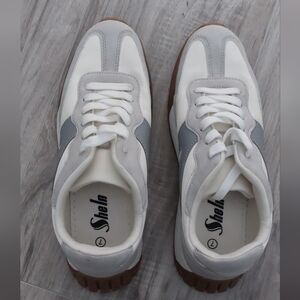 Women's White and Gray Sneakers
